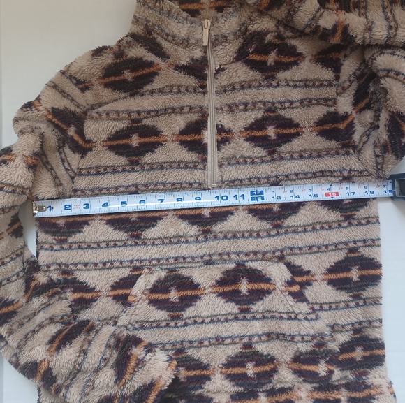 AERO Southwest Quarter Zip Fleece Top Size Medium Tan & Brown - Picture 8 of 14